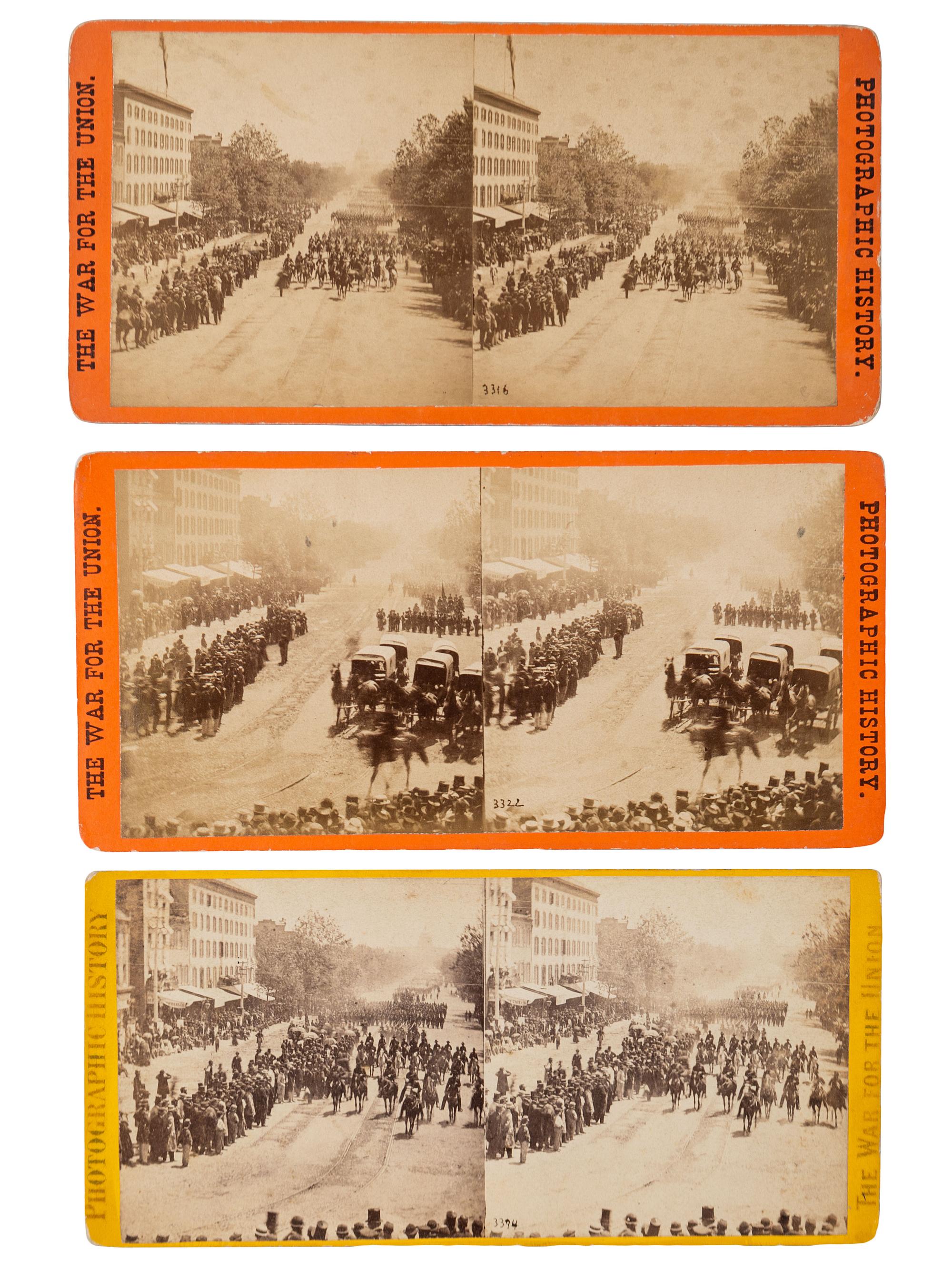 [CIVIL WAR]. A group of over 50 stereoviews, highlighted by images of the Grand Review, and the US Arsenal and Navy Yard, Washington, DC, incl. cannon.