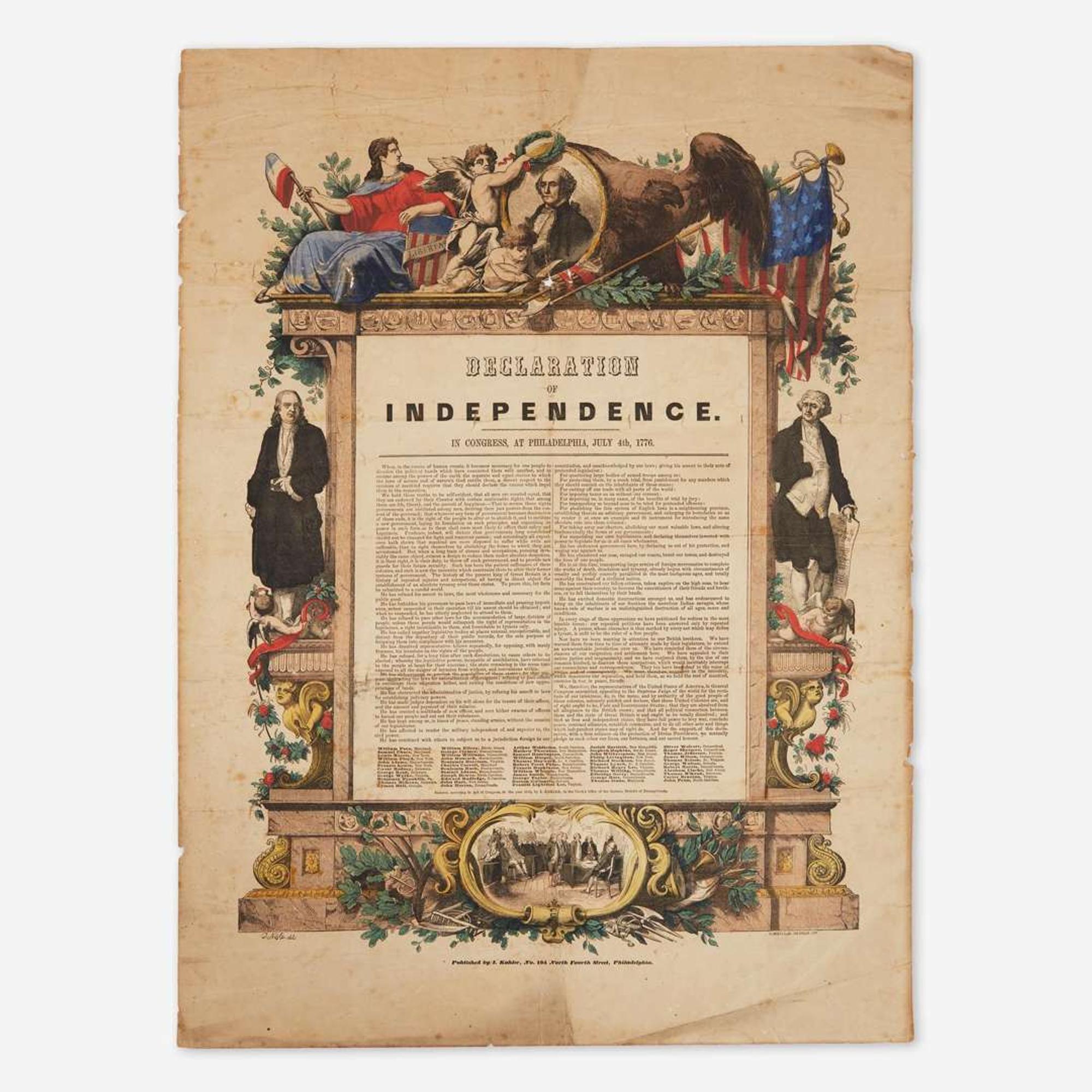 [Americana] [Declaration of Independence] Kohler, I(gnaz). Declaration of Independence. In Congress, at Philadelphia, July 4th, 1776
