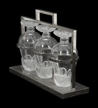A Lalique Fleurs Silver-Plate and Glass Tantalus