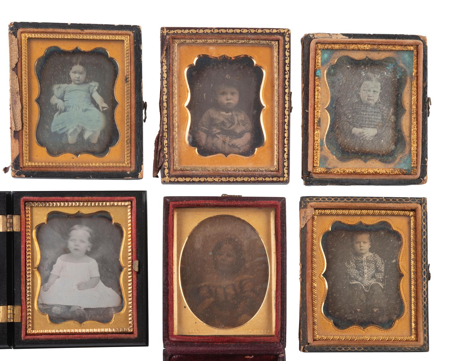 [EARLY PHOTOGRAPHY]. 23 ninth plate daguerreotypes of babies and toddlers.