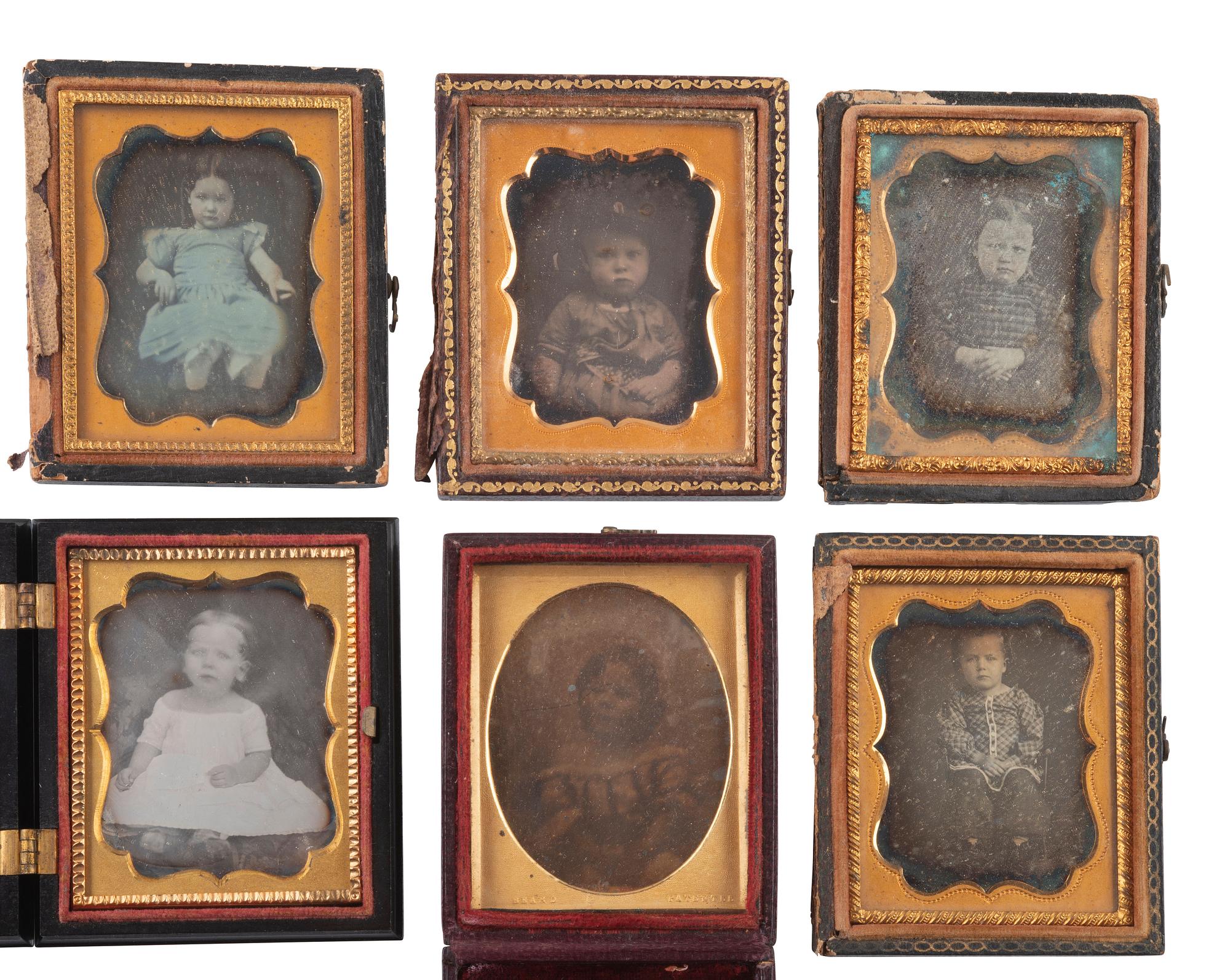 [EARLY PHOTOGRAPHY]. 23 ninth plate daguerreotypes of babies and toddlers.