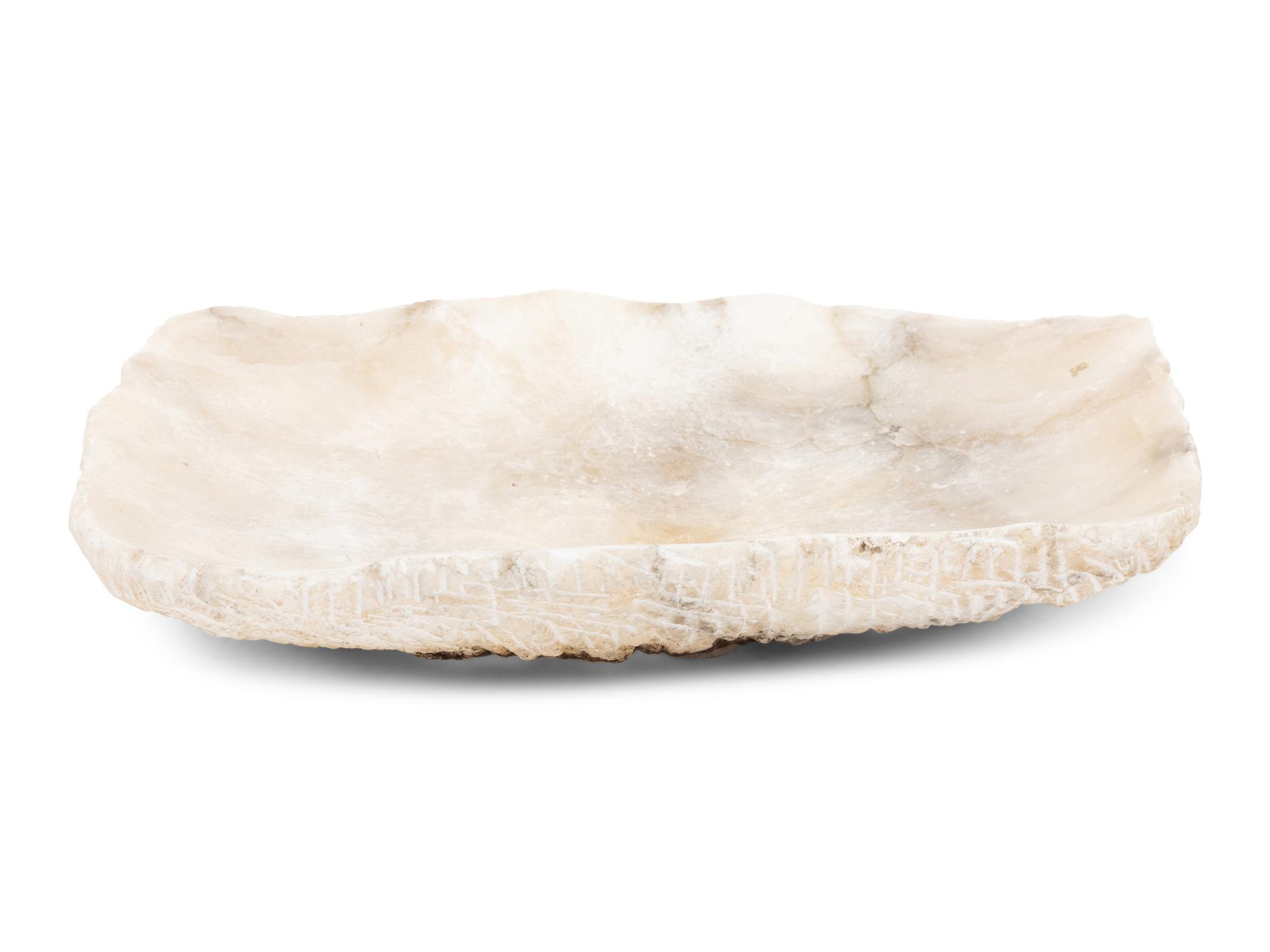 A Large Carved Alabaster Tray