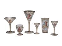 A Set of Continental Painted and Enameled Glassware