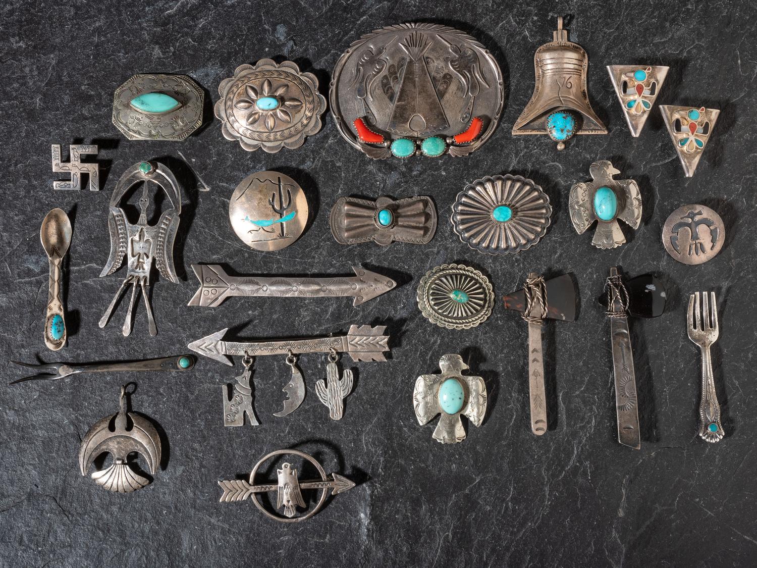Navajo and Southwestern-style Pins, Pendants, and Collar Tips