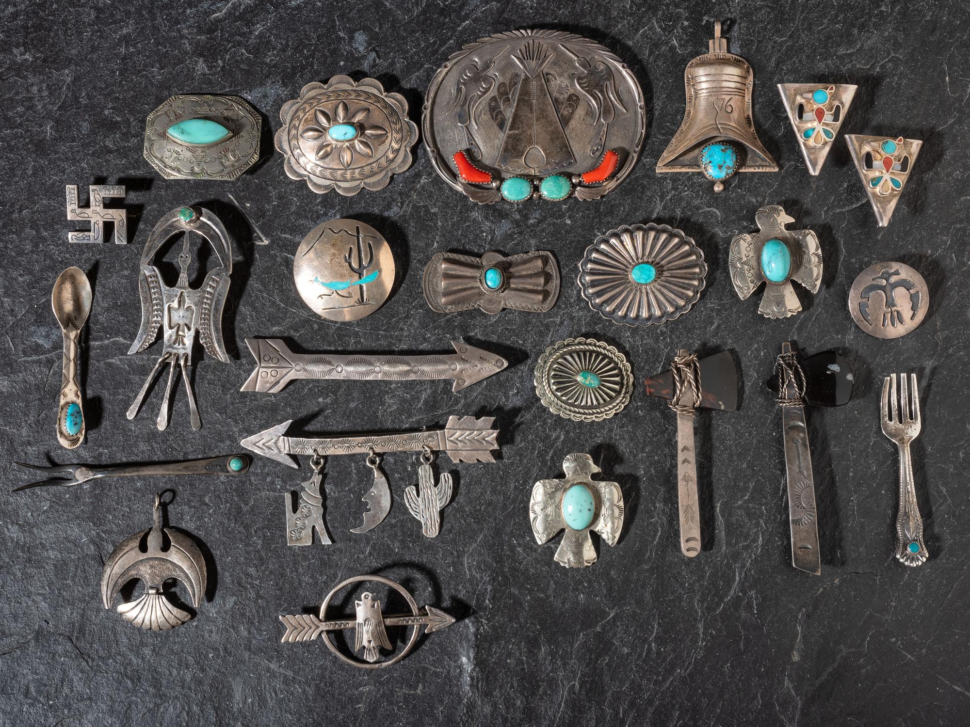 Navajo and Southwestern-style Pins, Pendants, and Collar Tips