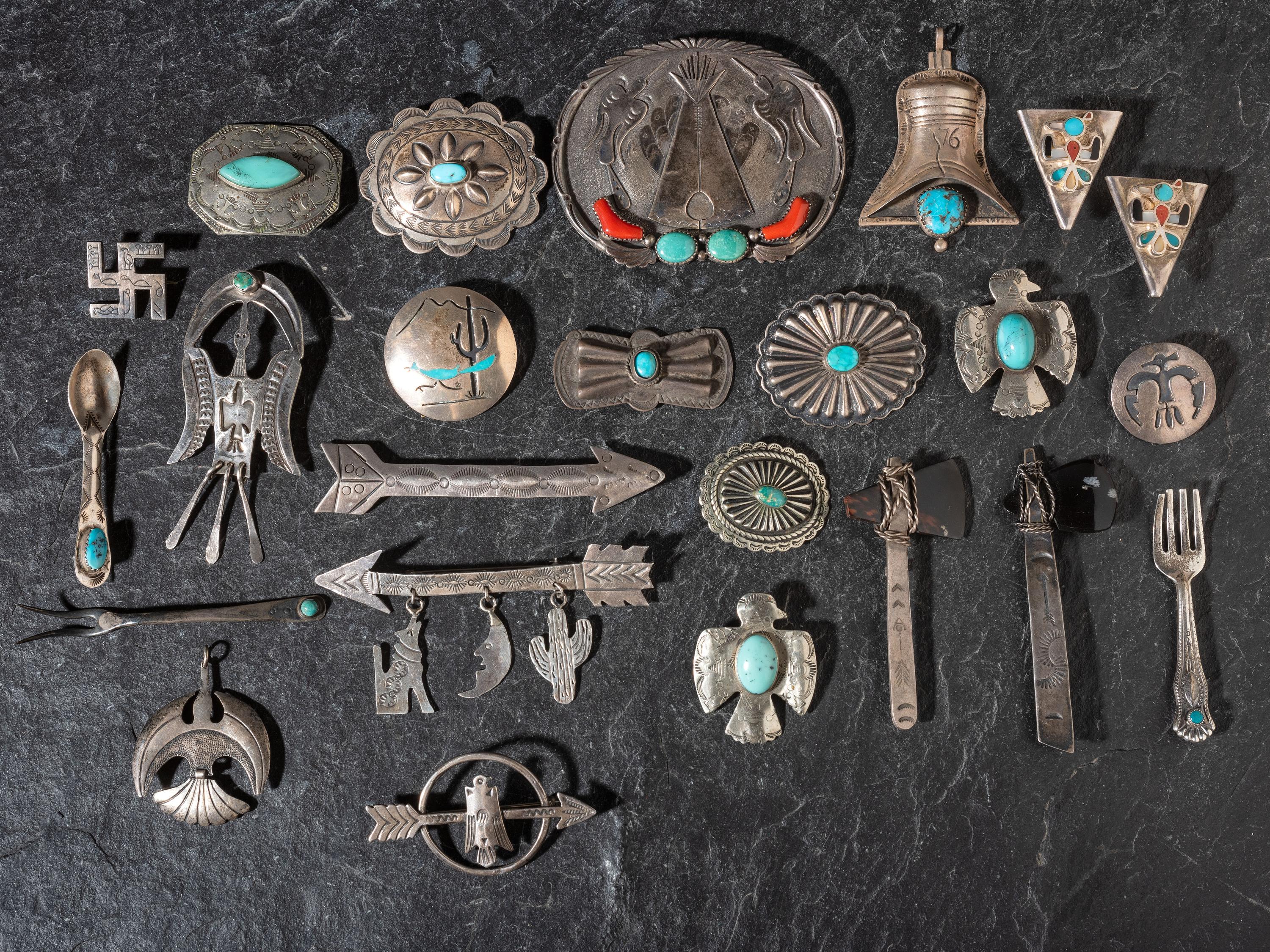 Navajo and Southwestern-style Pins, Pendants, and Collar Tips