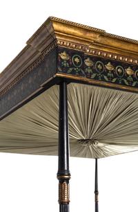 A Regency Style Parcel-Gilt and Ebonized Canopy Bed