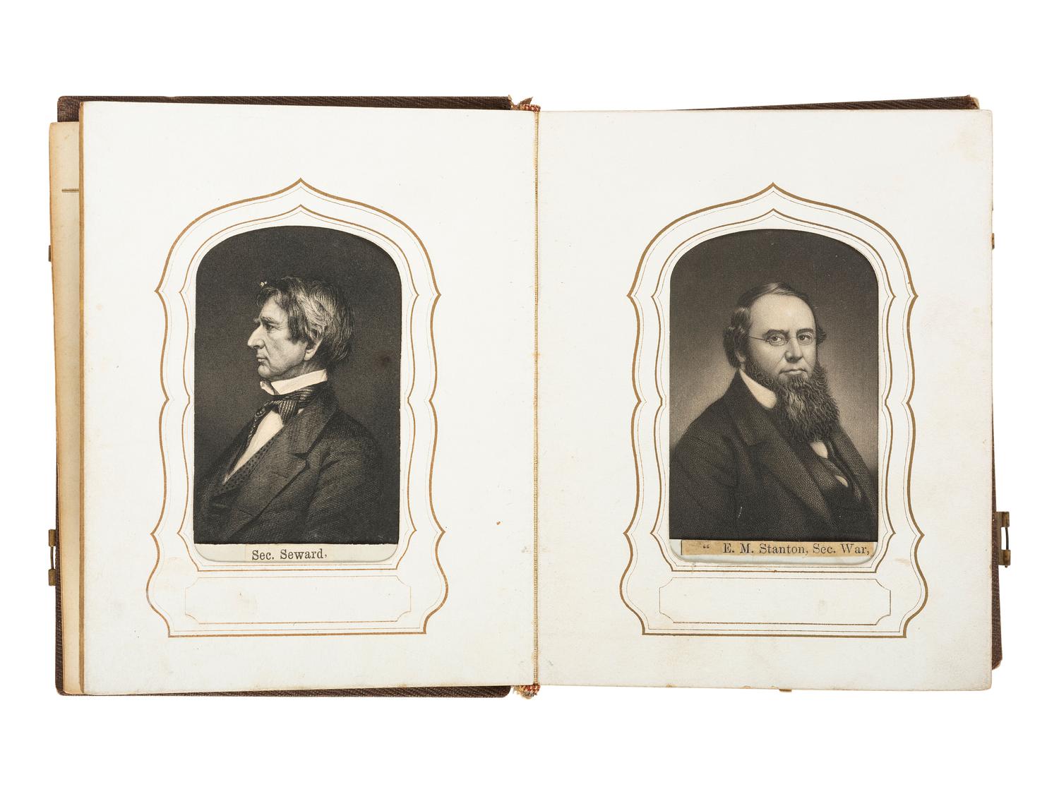 [CIVIL WAR]. Album containing 40+ CDV engravings of Union and Confederate leaders. New York: Elias Dexter, ca 1860s.