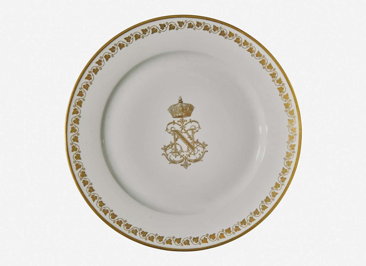 An assembled collection of forty-one Sèvres Napoleon III Imperial porcelain tablewares, various dates primarily ranging 1844-1853