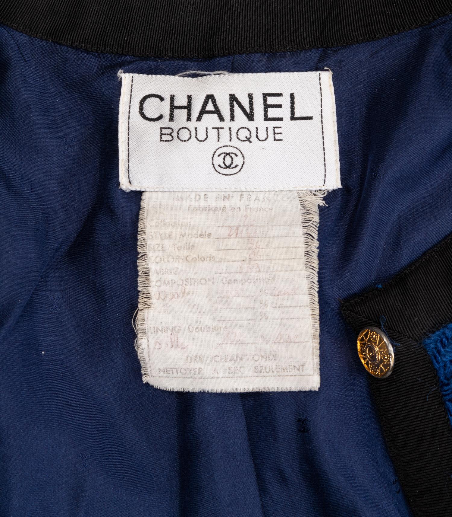 Chanel Blue Skirt Suit with Belt, 1990-2000s