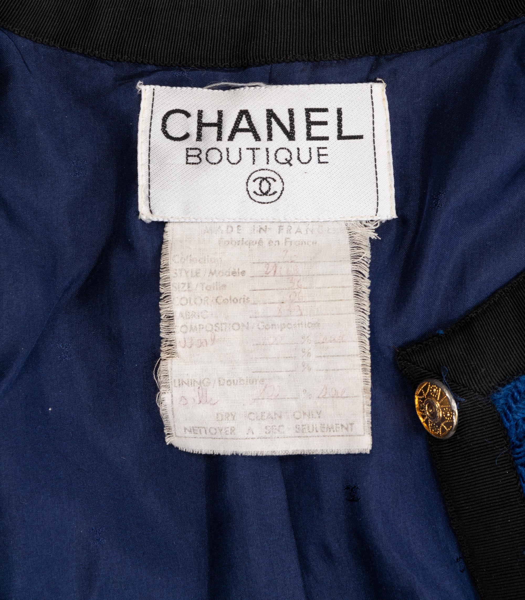Chanel Blue Skirt Suit with Belt, 1990-2000s