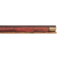 Red Painted Percussion Altered Smooth Rifle with Powder Horn & Pipe Tomahawk
