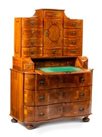 A Continental Burl Walnut Tabernacle Bureau