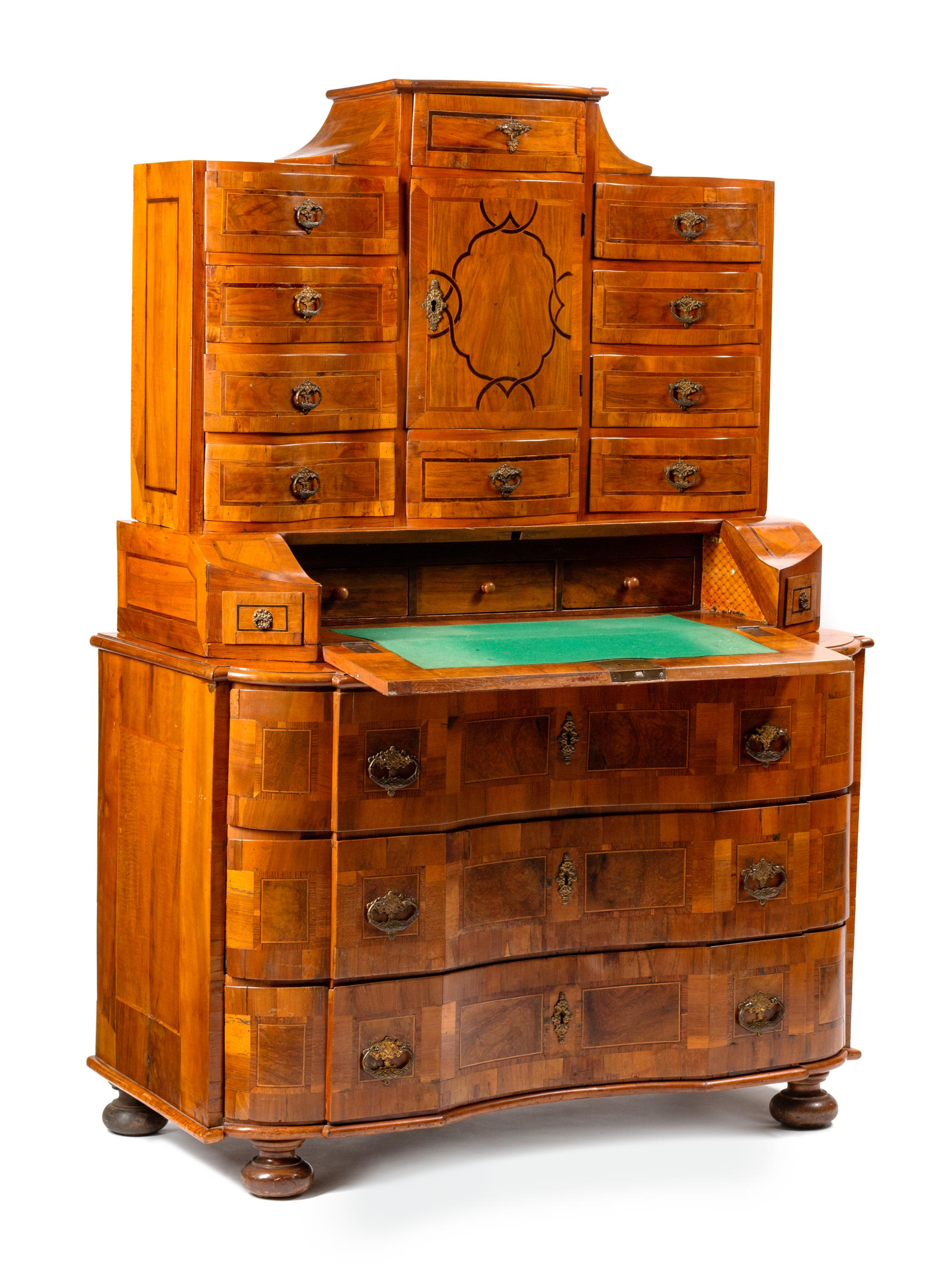 A Continental Burl Walnut Tabernacle Bureau