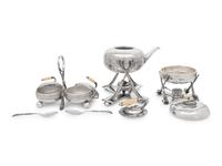 A Group of Three Curling Stone-Form Silver-Plate Table Articles