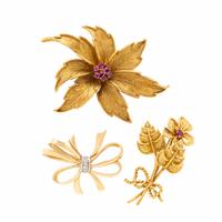 Three Yellow Gold Brooches