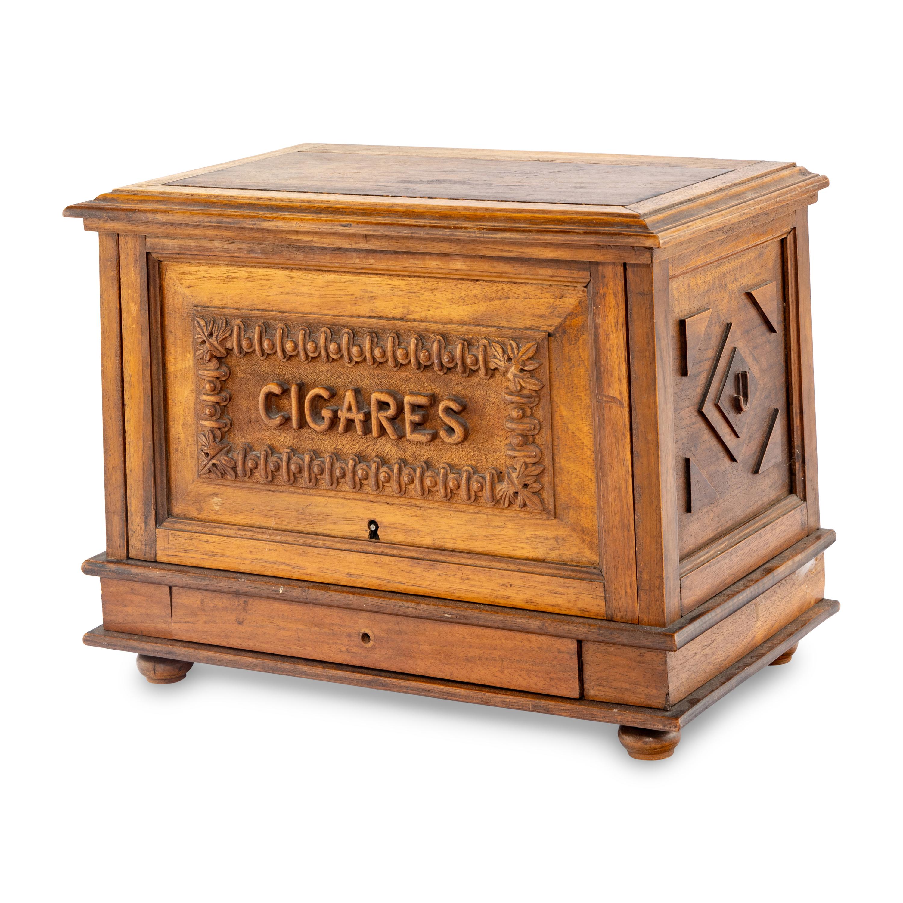A French Fruitwood Cigares Humidor