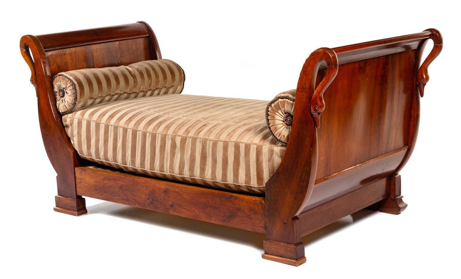 An Empire Style Mahogany Lit en Bateau Height 40 3/4 x length 86 x depth 39 3/8 inches. — 19TH CENTURY