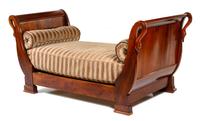An Empire Style Mahogany Lit en Bateau Height 40 3/4 x length 86 x depth 39 3/8 inches. — 19TH CENTURY