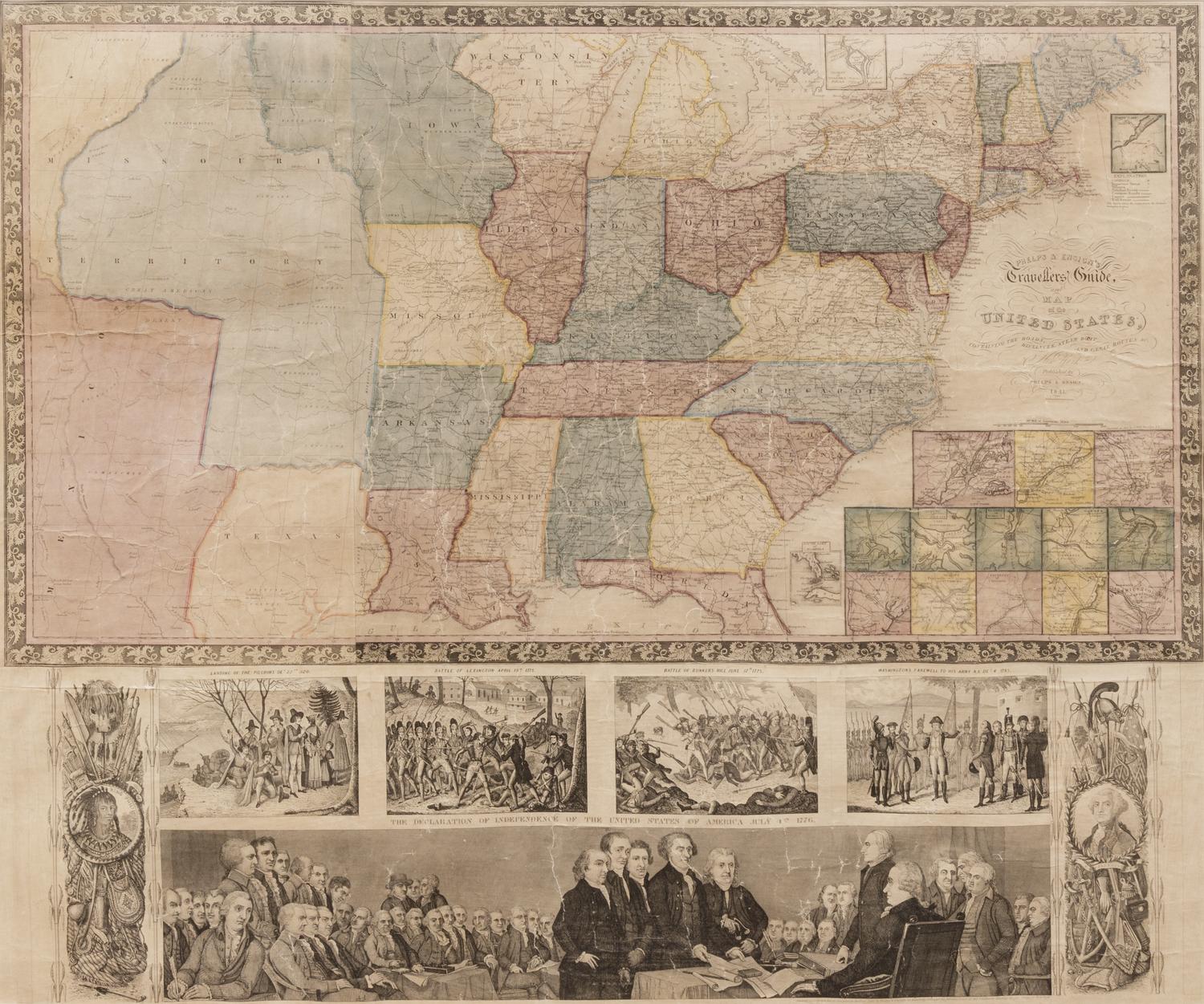 PHELPS & ENSIGN, publishers. Phelps & Ensign's Traveller's Guide, and Map of the United States… [map only]. New York: Phelps & Ensign, 1841 [copyright date 1840].