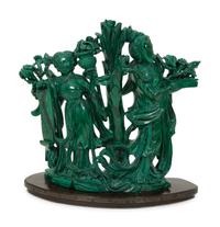 A Chinese Carved Malachite Figural Group