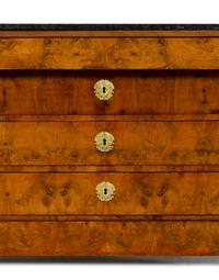An Empire Style Burl Walnut Marble-Top Commode