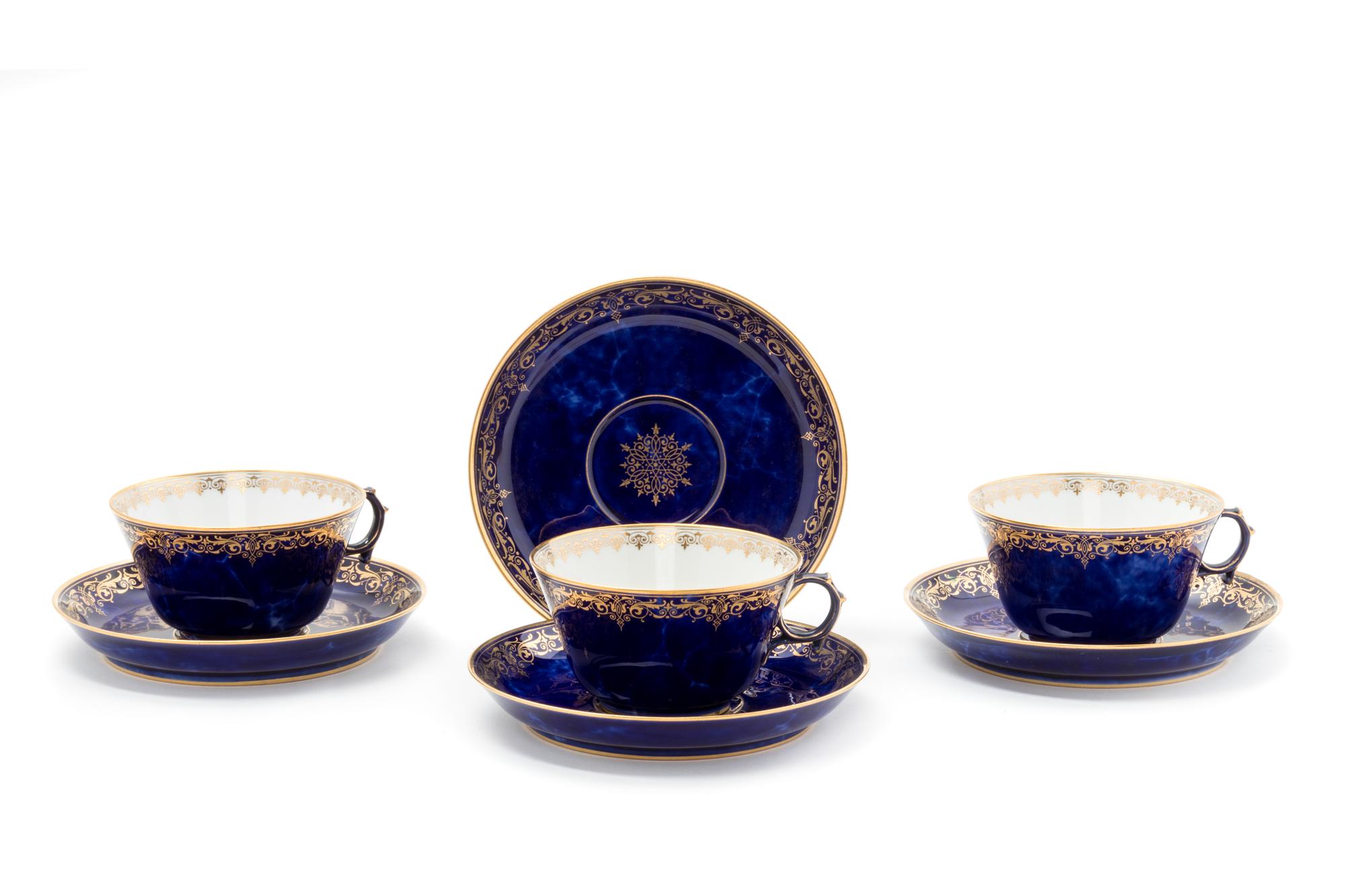 A Group of Sèvres Porcelain Teacups and Saucers