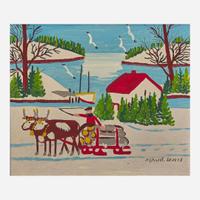 Maud Lewis (Canadian, 1903-1970) Lake with Log Sled