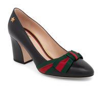Gucci Black Leather Sylvie Bow Shoes, Unworn
