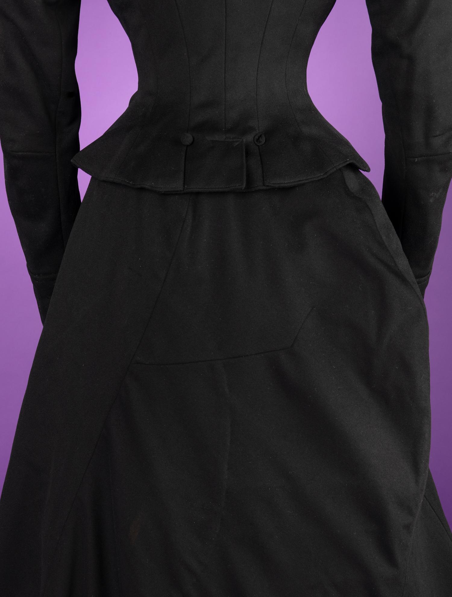 Collection of Four 19th Century Black Wool Riding Clothes, 1880-1890