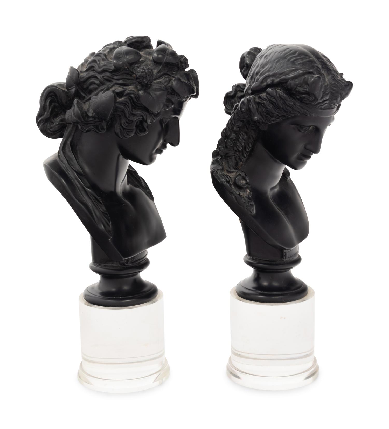 A Pair of Grand Tour Style Resin and Acrylic Portrait Busts