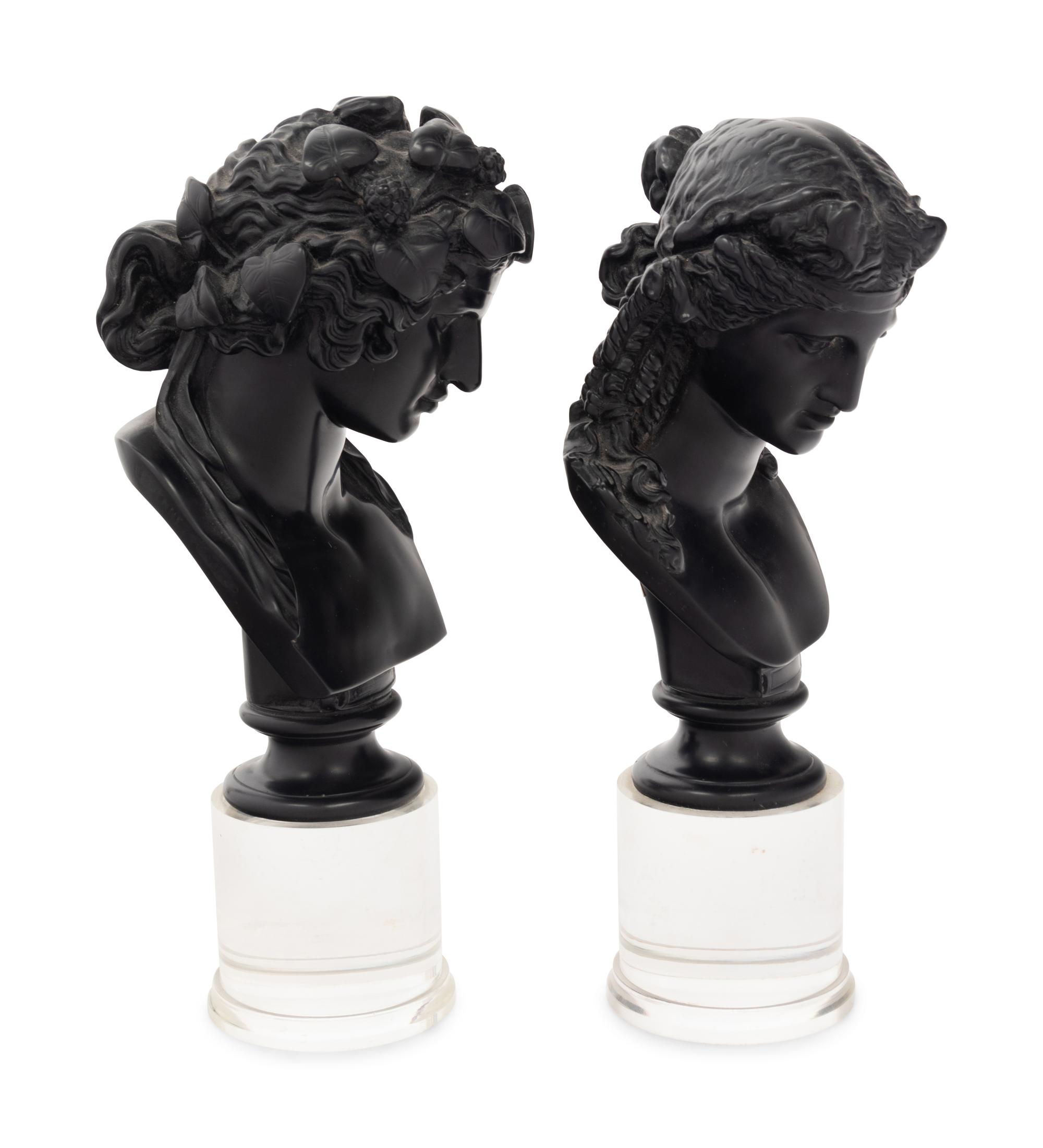 A Pair of Grand Tour Style Resin and Acrylic Portrait Busts