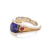 TANZANITE, RUBY AND DIAMOND RING