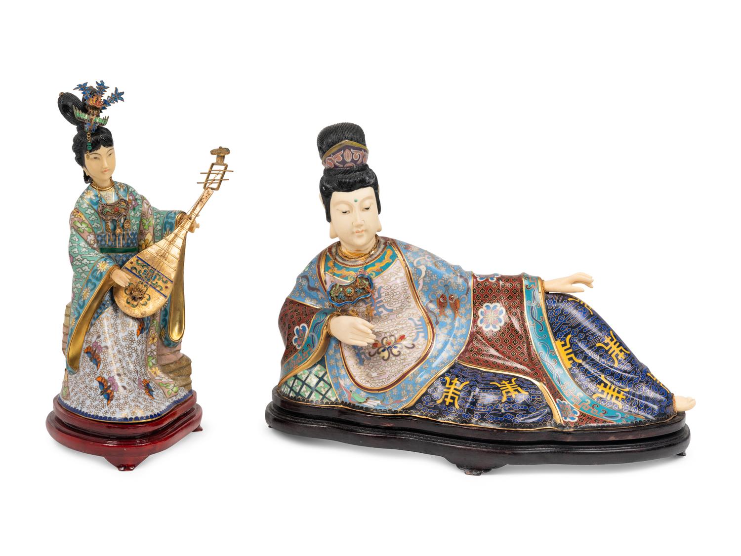 Two Cloisonné Figures