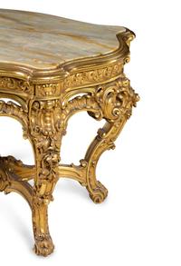 A Neoclassical Carved Giltwood Marble-Top Center Table