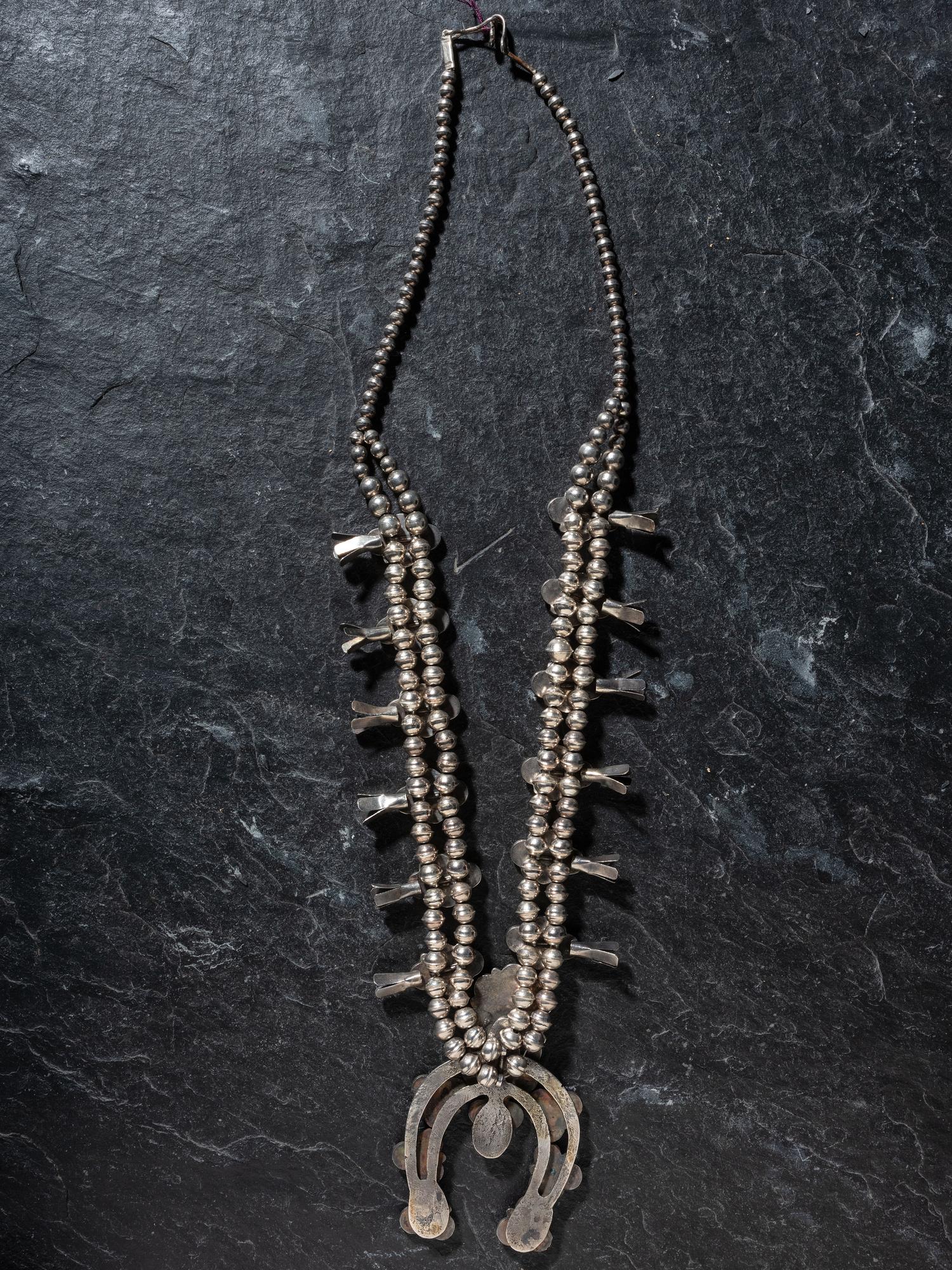 Navajo Silver and Turquoise Cluster Necklace