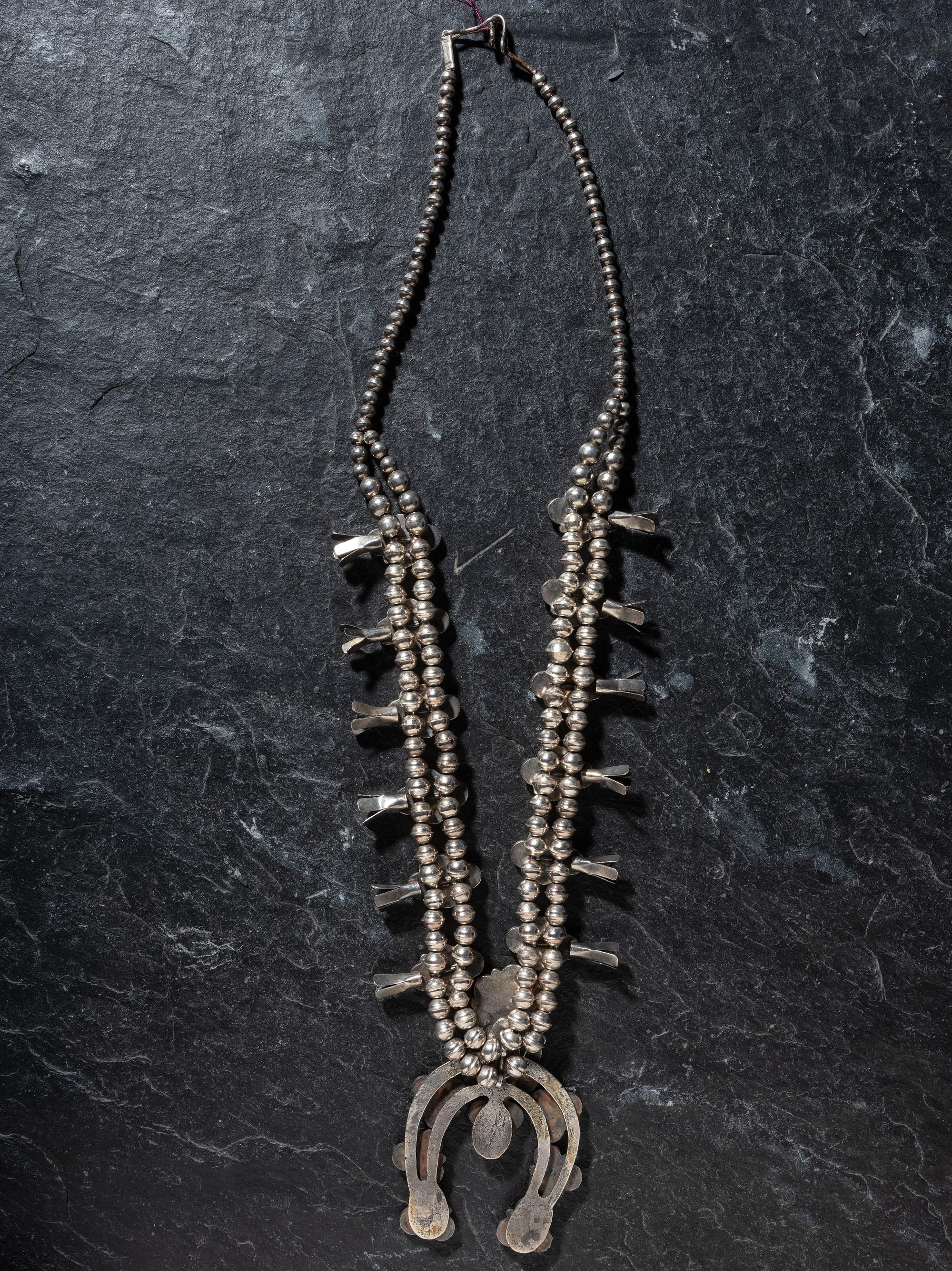Navajo Silver and Turquoise Cluster Necklace