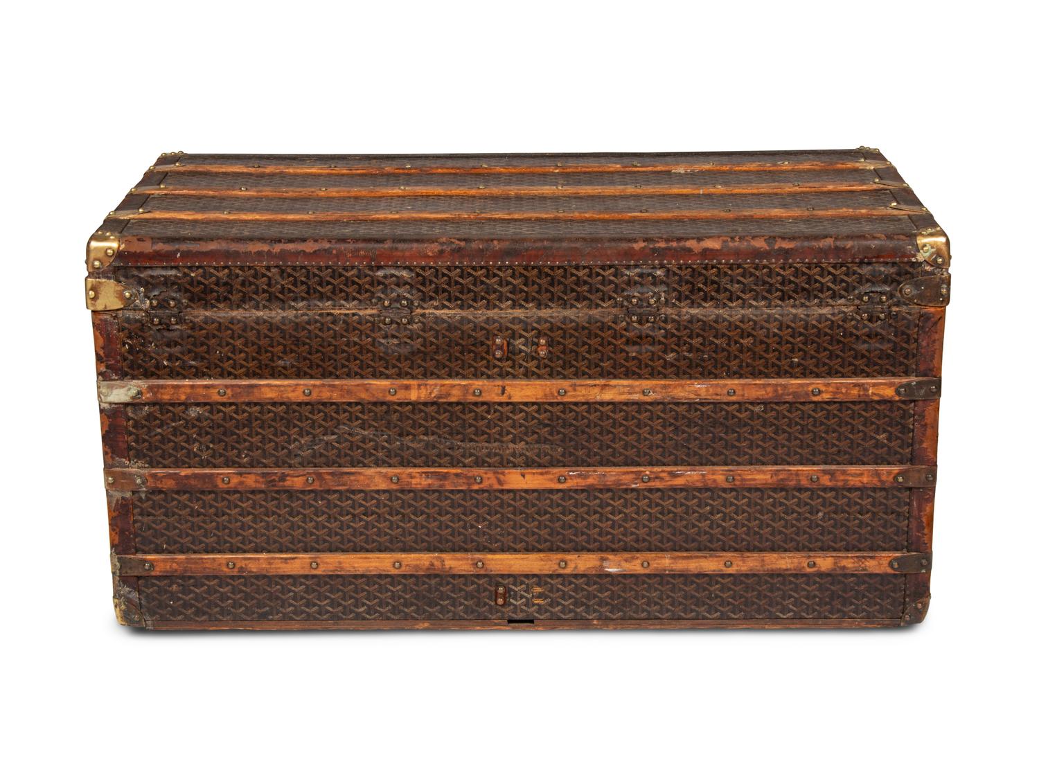 GOYARD, ANTIQUE GOYARDINE STEAMER TRUNK