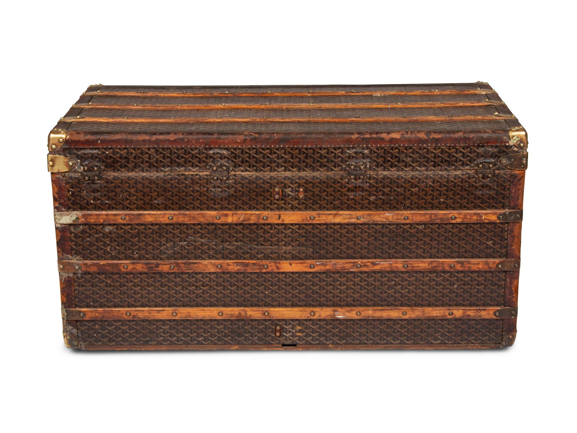 GOYARD, ANTIQUE GOYARDINE STEAMER TRUNK