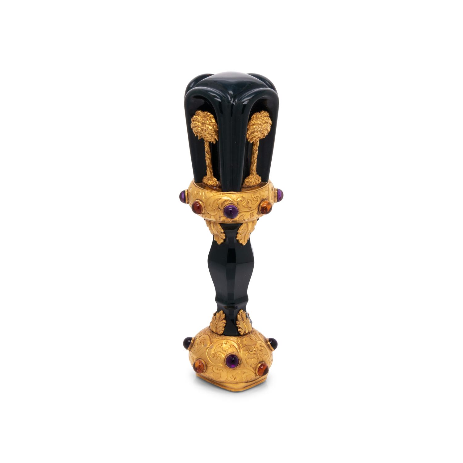 A Continental Gold and Jewel Mounted Bloodstone Hand-Seal