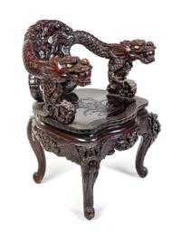 A Japanese Carved Armchair Height 33 inches. — 20TH CENTURY