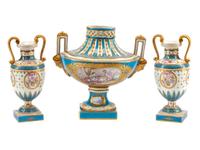 A Sèvres Style Porcelain Three-Piece Garniture