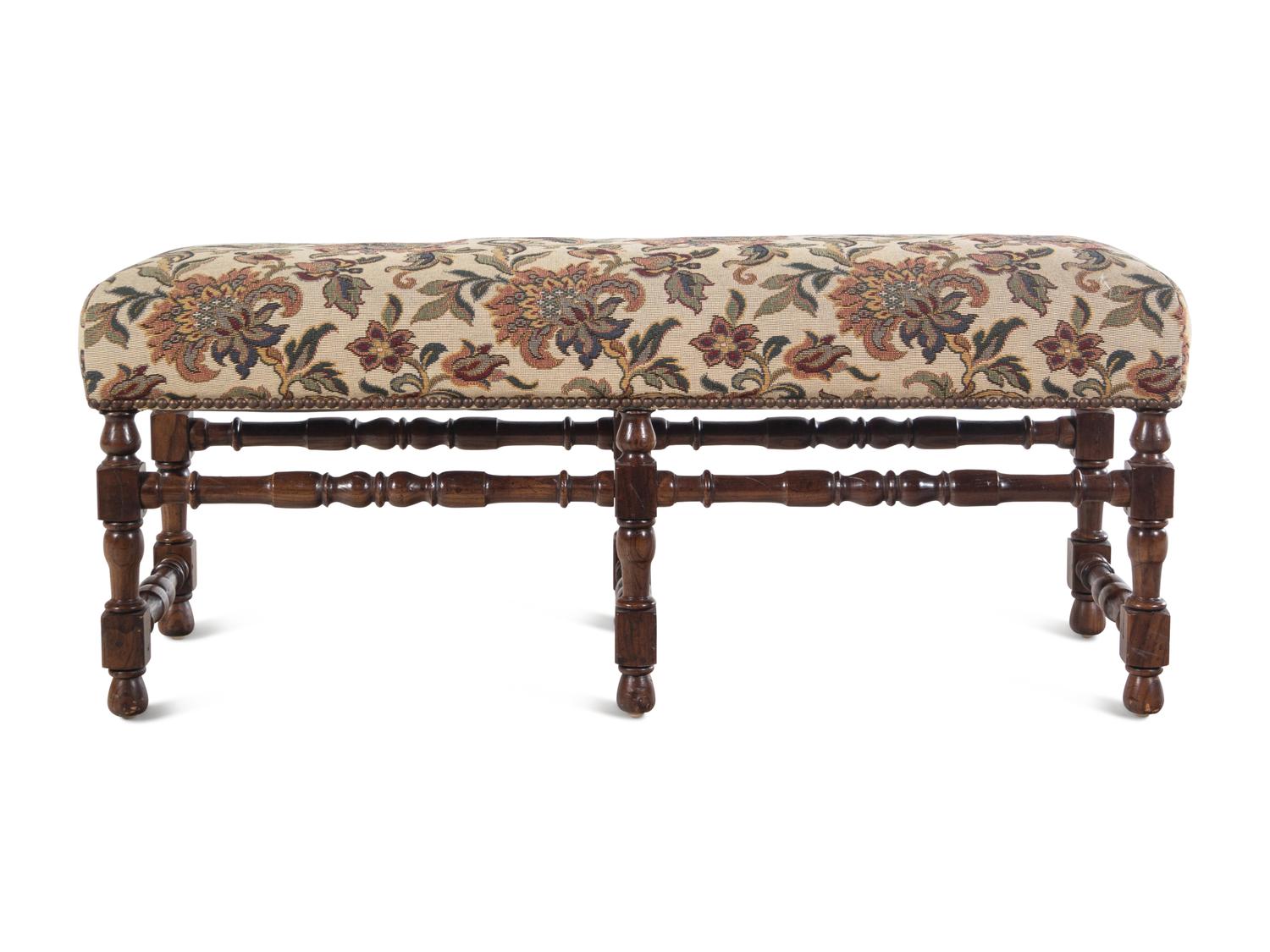 A William and Mary Style Walnut Bench