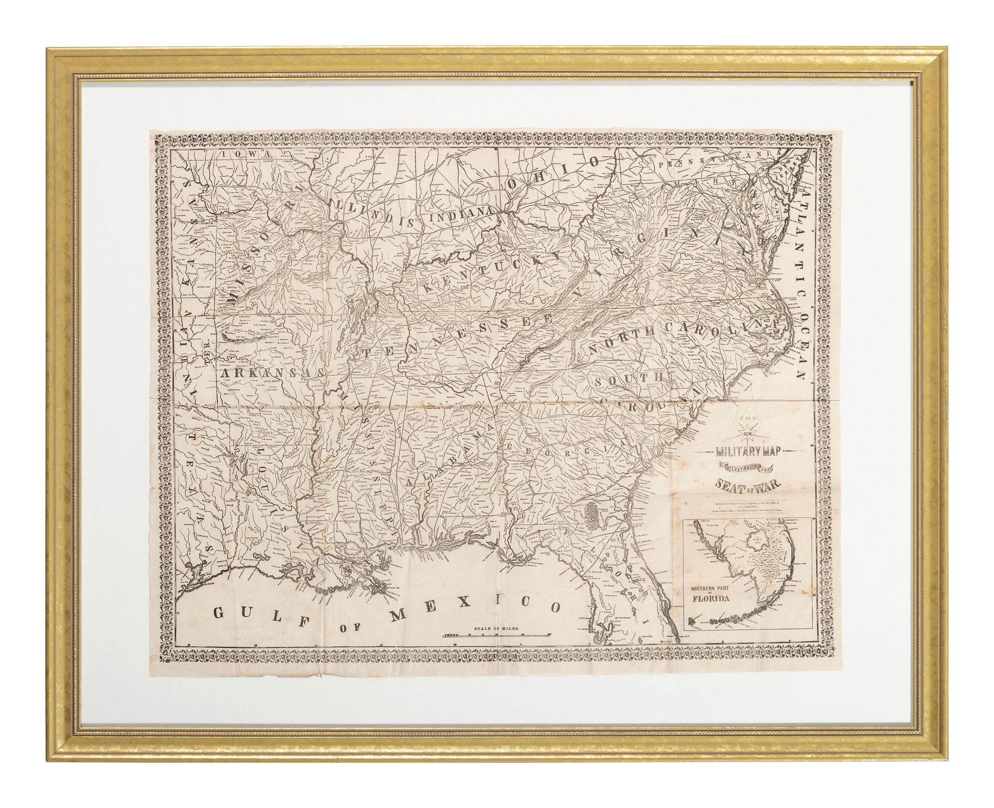 [CIVIL WAR]. PERRINE, Charles O. The New Military Map Illustrating the Seat of War.