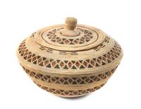 Yokuts Lidded Basket Height 10 x diameter 13 1/2 inches