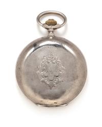 A Silver Hunter Case Pocket Watch, Labrador/Omega, 64.60 dwts.