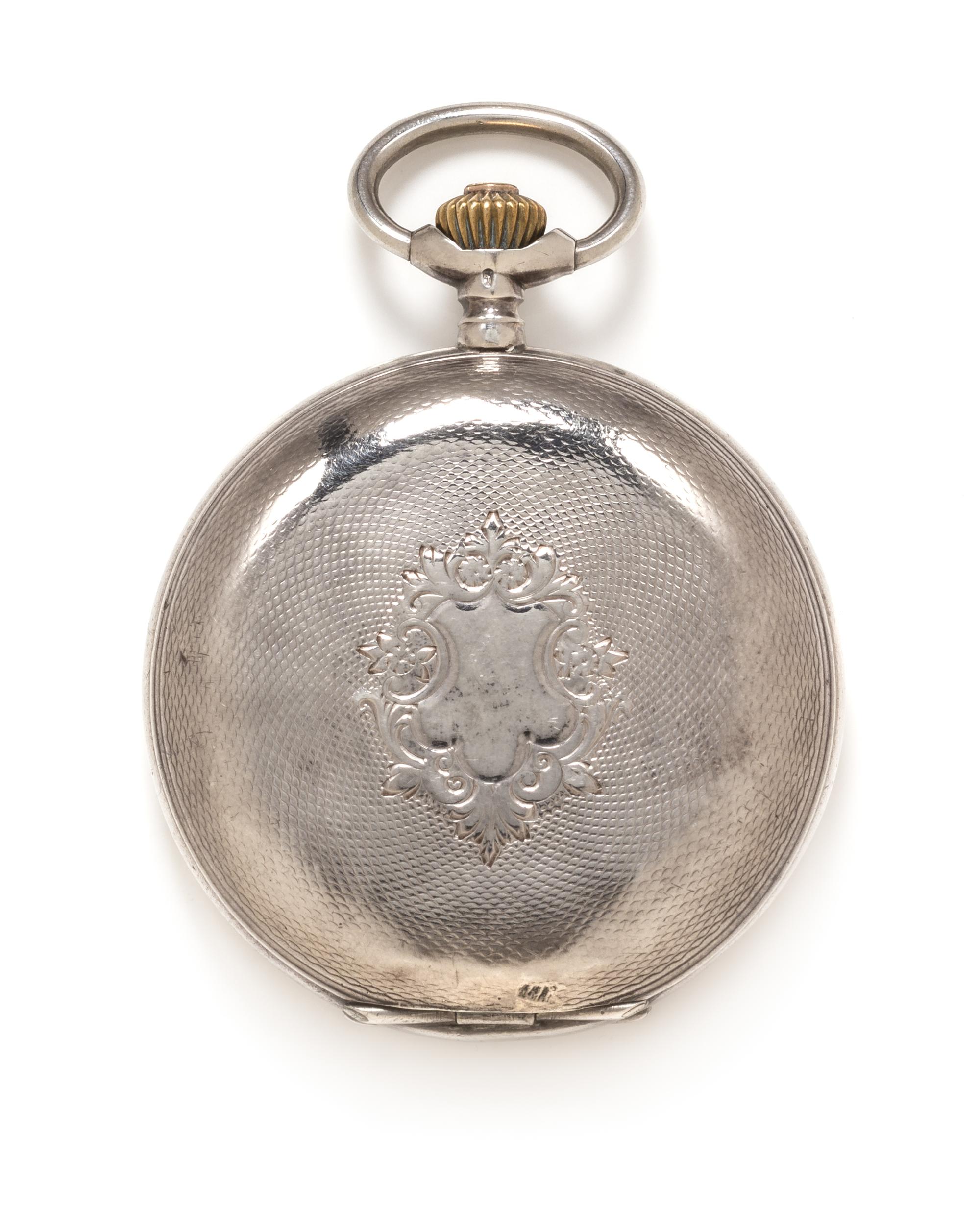 A Silver Hunter Case Pocket Watch, Labrador/Omega, 64.60 dwts.