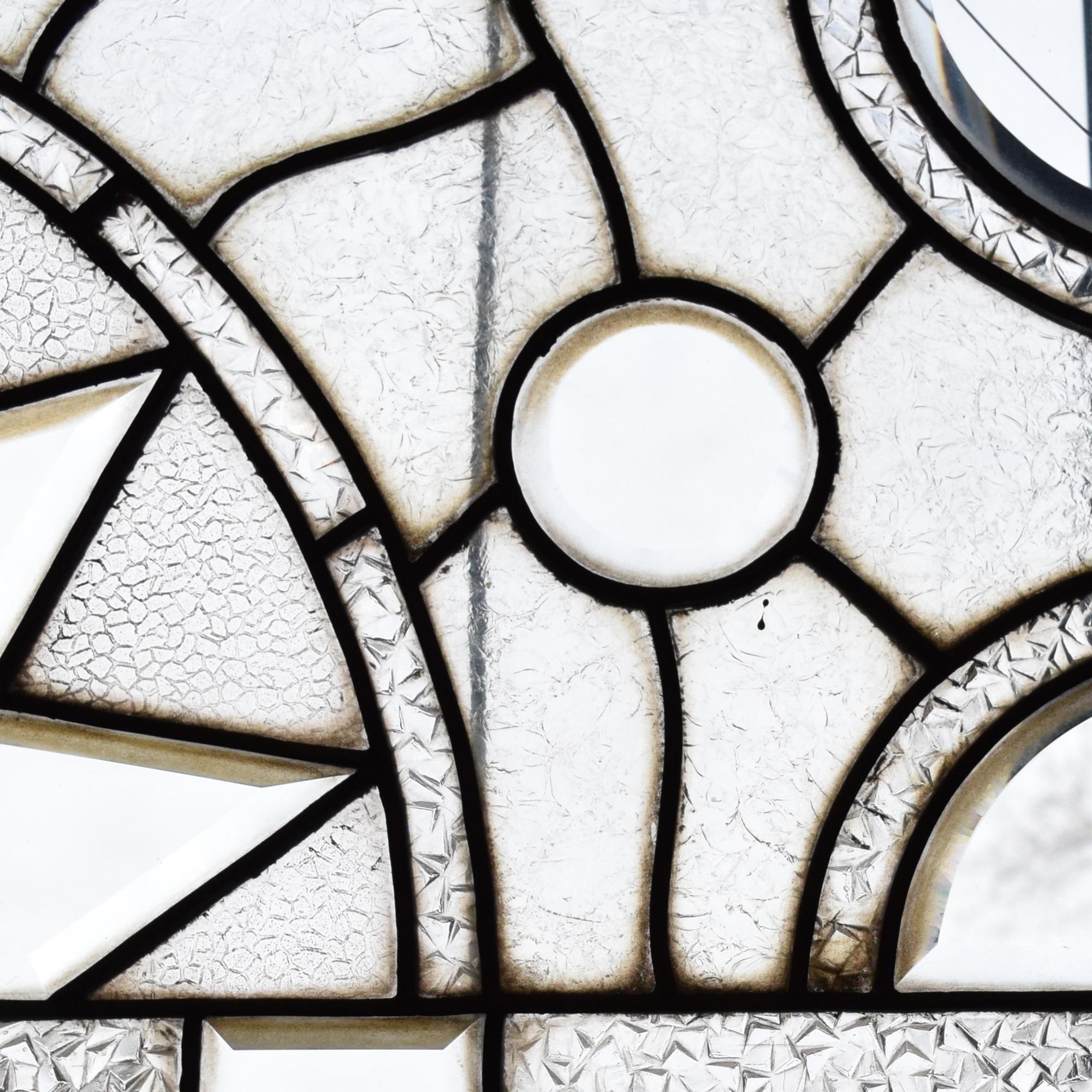 A Leaded Glass Window 52" W x 2.5" D x 23.5" H — United States, 19th Century
