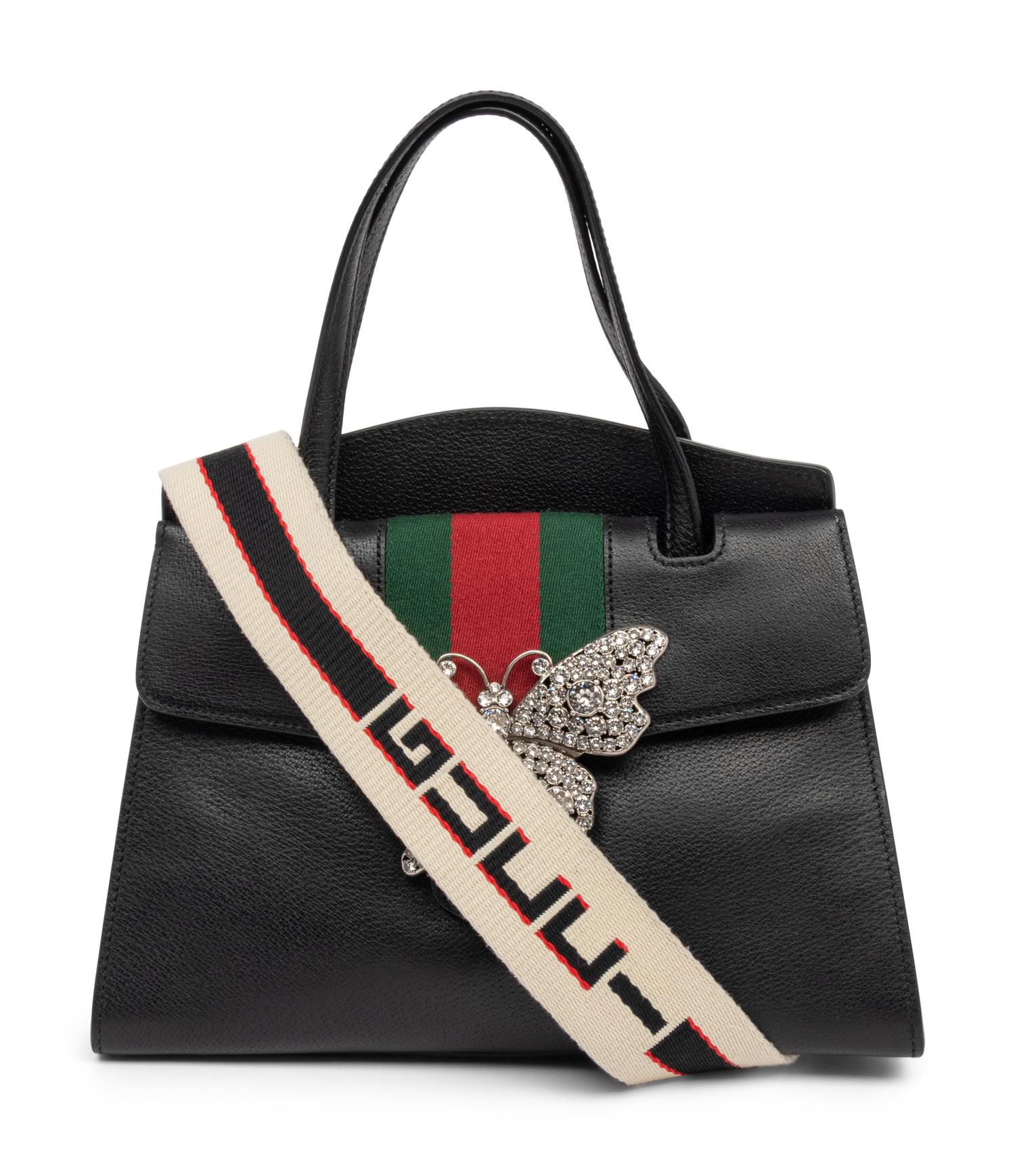 Gucci Black Leather Sylvie Butterfly Bag, Cruise 2018