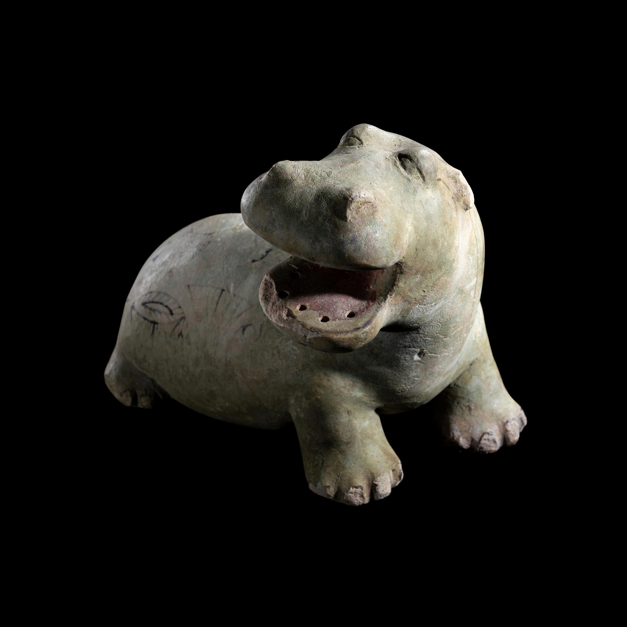 An Egyptian Faience Hippopotamus